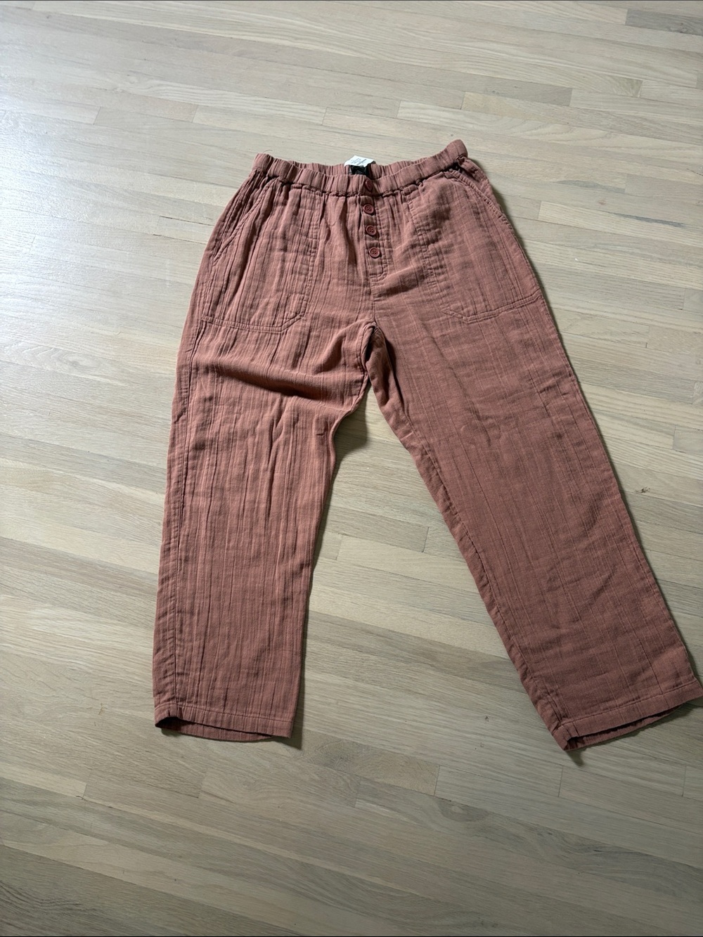 Lilla P Women's Cotton Gauze Chinos in Terracotta